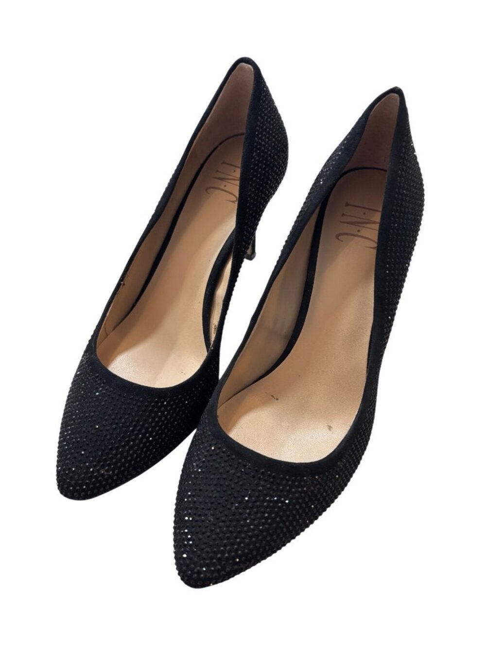 INC 6M Black Rhinestone Pointed Toe Heels Night Out Party Cocktail Gothic Camp